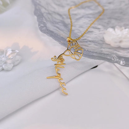 Custom Name Flower Necklace with Birthstone Pendant Necklace for Women Personalized Stainless Steel Jewelry Choker Birthday Gift
