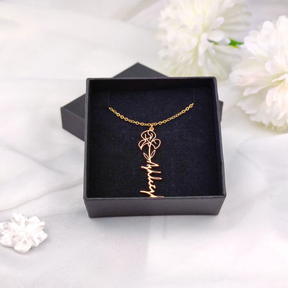 Custom Name Flower Necklace with Birthstone Pendant Necklace for Women Personalized Stainless Steel Jewelry Choker Birthday Gift