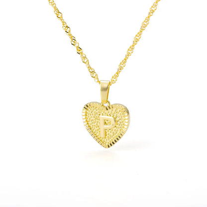 Złoty Naszyjnik Serce z Literą A-Z