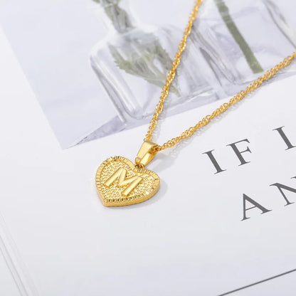 Złoty Naszyjnik Serce z Literą A-Z