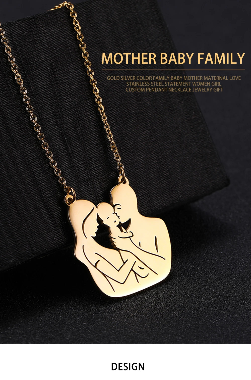 Father Necklace Mother Day Baby Child Family Love Chain Mom Dad Kid New Born Gift For Women Men Stainless Steel Pendant Jewelry