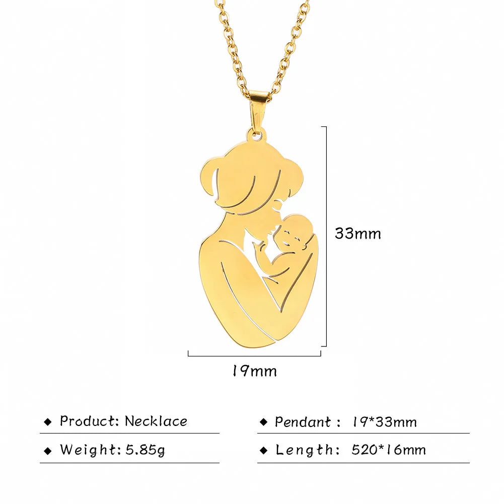 Father Necklace Mother Day Baby Child Family Love Chain Mom Dad Kid New Born Gift For Women Men Stainless Steel Pendant Jewelry