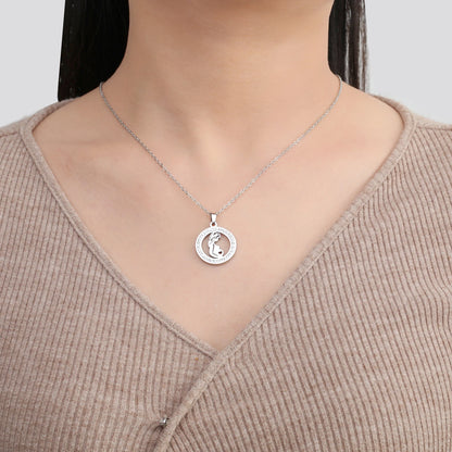 Mom Baby Clear Zircon Round Pendant Necklace Stainless Steel Gold Color Choker Fashion Family Jewelry Mother's Day Gift New In