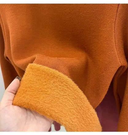 Thickened Fleece High Collar Sweater Women's Long Sleeve Inner Wear Autumn Winter New Style Warm Base Layer Fashionable Top