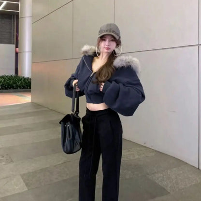 Bluza Urban Crop z futrem