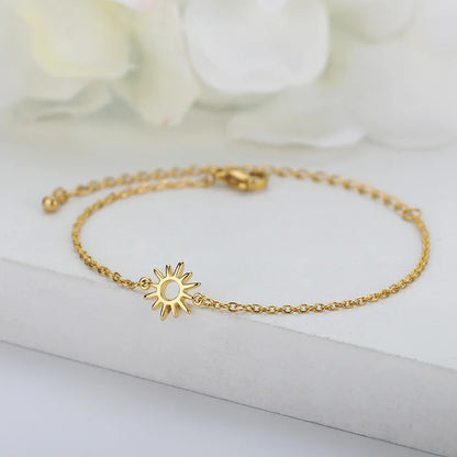 Elegant Zircon Flowers Bracelet For Women Girls Charm Gold Color Stainless Steel Plant Bracelets Luxury Designer Jewelry Gifts