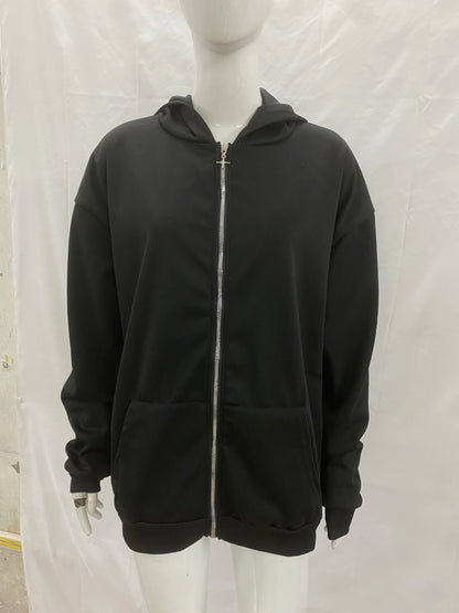 Unisex hoodie hooded sweatshirt with leopard print lining pocket, loose cardigan, zipper sweatshirt, streetwear style