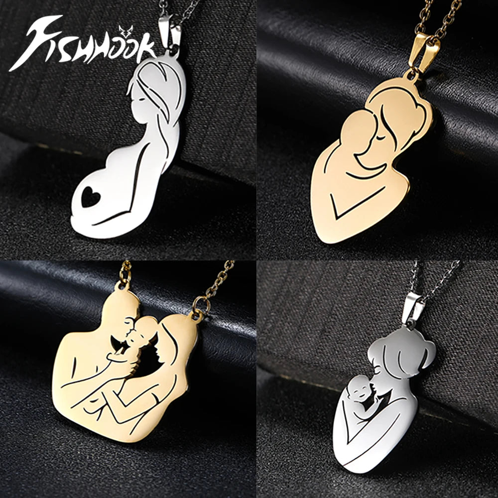 Father Necklace Mother Day Baby Child Family Love Chain Mom Dad Kid New Born Gift For Women Men Stainless Steel Pendant Jewelry