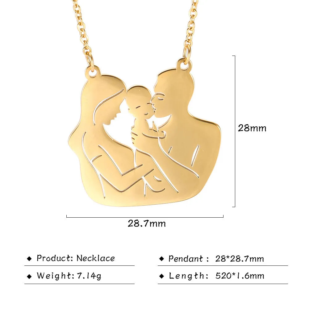 Father Necklace Mother Day Baby Child Family Love Chain Mom Dad Kid New Born Gift For Women Men Stainless Steel Pendant Jewelry