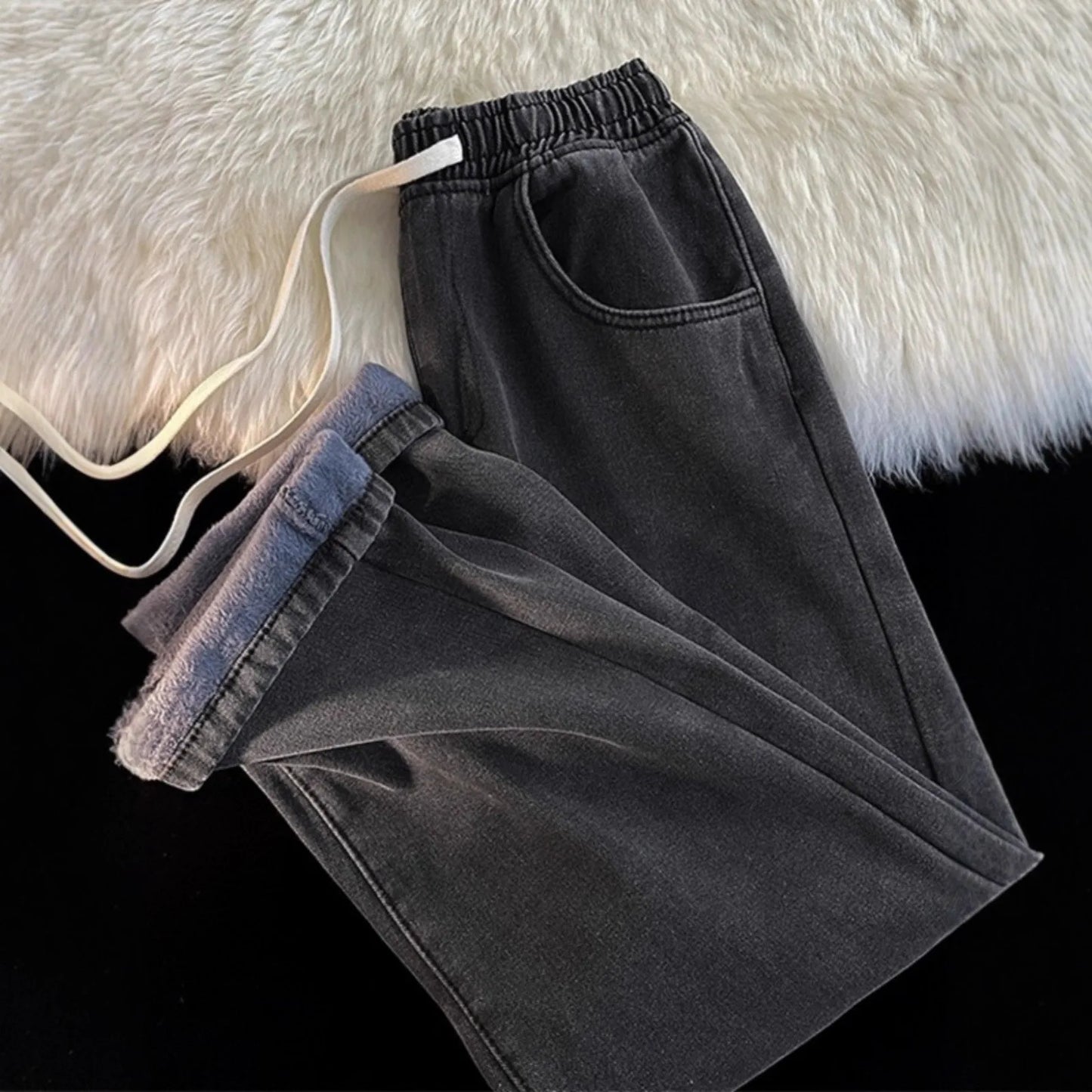 Spodnie Jeansowe Futerkowe