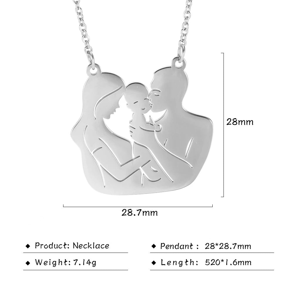 Father Necklace Mother Day Baby Child Family Love Chain Mom Dad Kid New Born Gift For Women Men Stainless Steel Pendant Jewelry