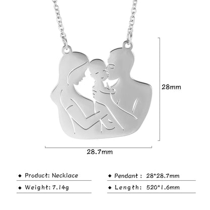 Father Necklace Mother Day Baby Child Family Love Chain Mom Dad Kid New Born Gift For Women Men Stainless Steel Pendant Jewelry