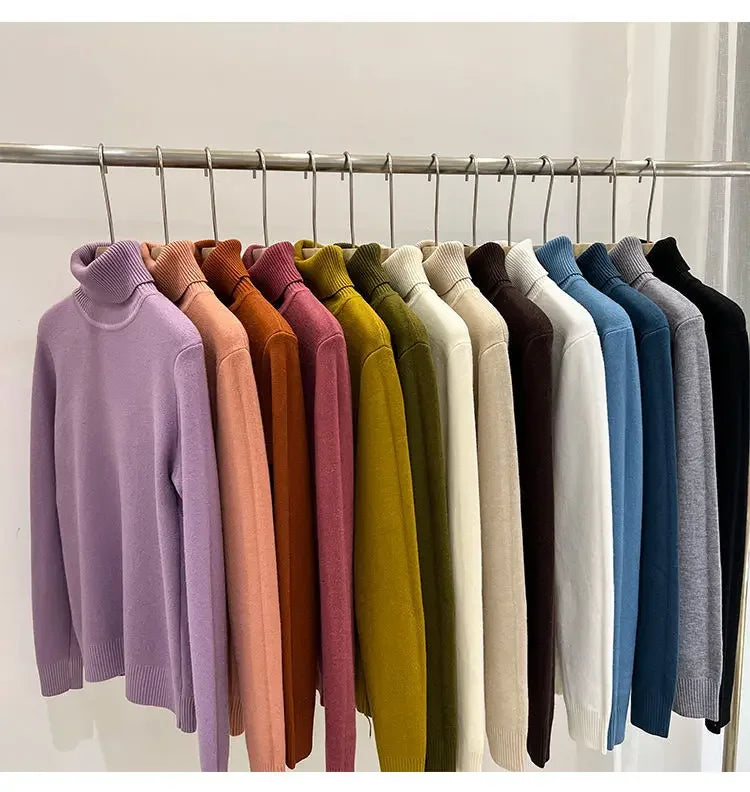 Thickened Fleece High Collar Sweater Women's Long Sleeve Inner Wear Autumn Winter New Style Warm Base Layer Fashionable Top