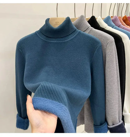 Thickened Fleece High Collar Sweater Women's Long Sleeve Inner Wear Autumn Winter New Style Warm Base Layer Fashionable Top