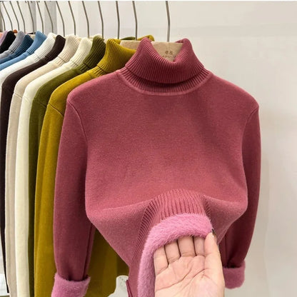Thickened Fleece High Collar Sweater Women's Long Sleeve Inner Wear Autumn Winter New Style Warm Base Layer Fashionable Top