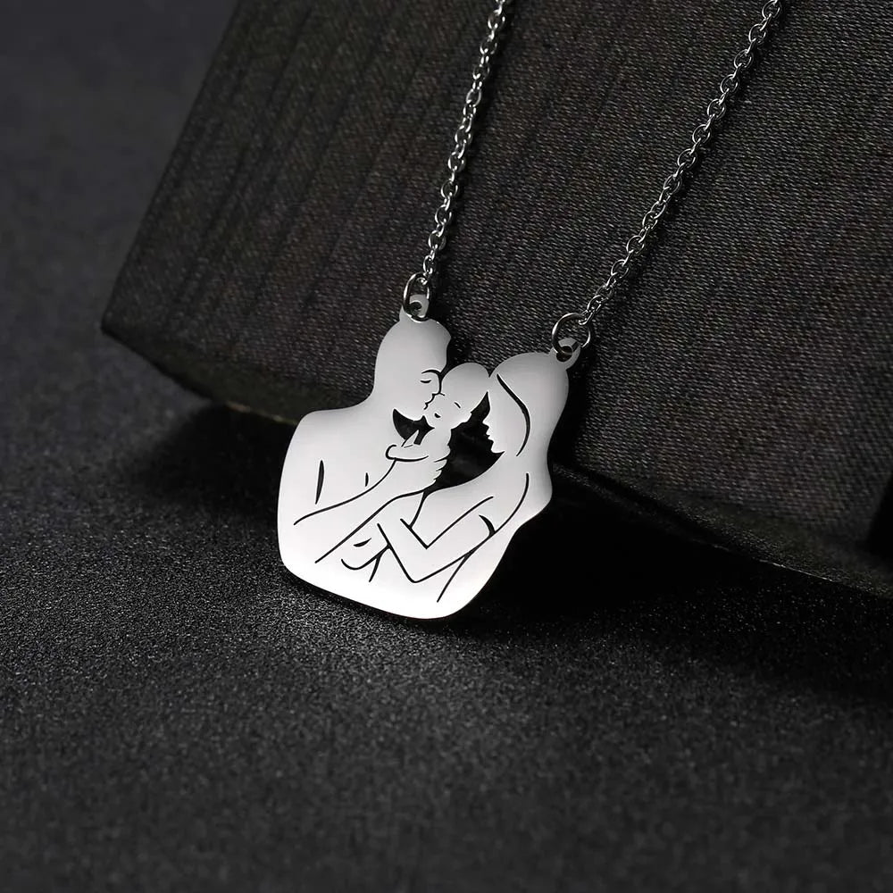 Father Necklace Mother Day Baby Child Family Love Chain Mom Dad Kid New Born Gift For Women Men Stainless Steel Pendant Jewelry