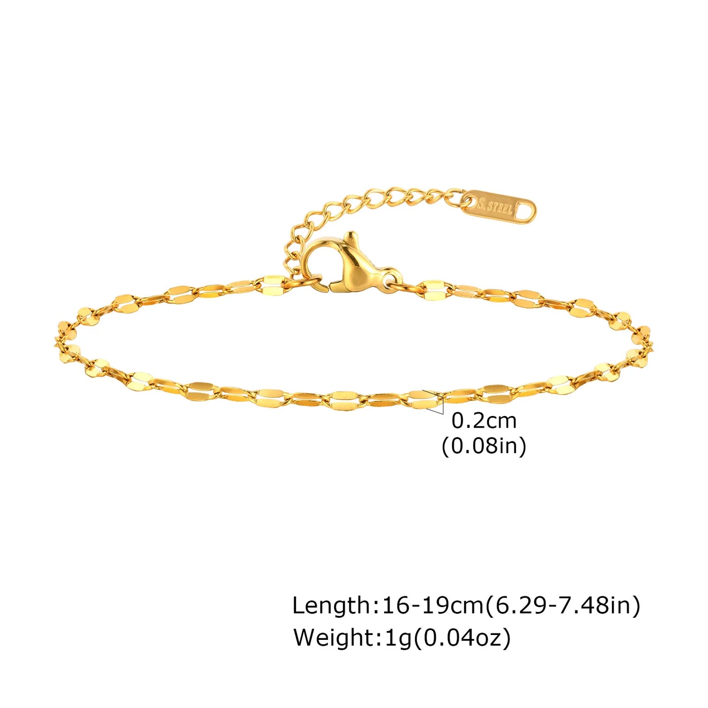 Non Tarnish Stainless Steel Bracelet Stackable for Women, Thin Herribone Chain Bracelet Waterproof Gold Plated Jewelry