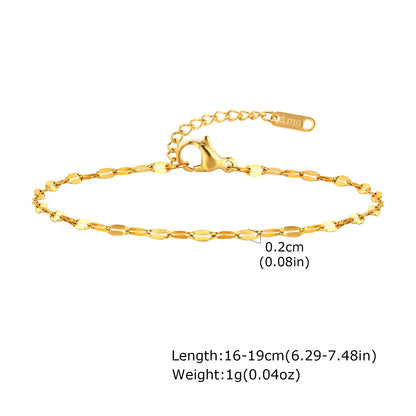 Non Tarnish Stainless Steel Bracelet Stackable for Women, Thin Herribone Chain Bracelet Waterproof Gold Plated Jewelry